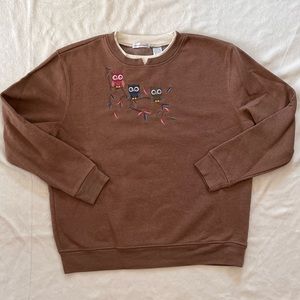Embroidered owl sweater. Like new. Size L.